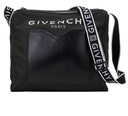 Logo Crossbody, &pound;250, Handbags, Black, Leather/Nylon, Front view